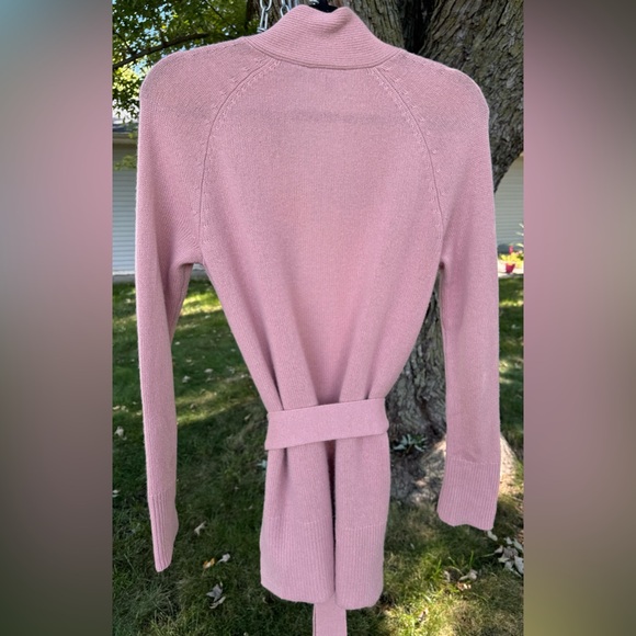 Theory 100% Cashmere Malinka Belted Wrap Cardigan in A Dark Mauve Color Sz S - Picture 2 of 13